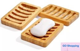 All-match Portable Wooden Natural Bamboo Soap Dishes Tray Holder Storage Soap Rack Plate Box Container Bathroom Soap Dish Storage Box