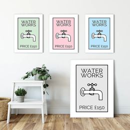 Canvas Painting Simple Lines of Faucets Bathroom Posters and Prints Nordic Funny Quote Art Wall Pictures Modern Home Decor Unframed w06