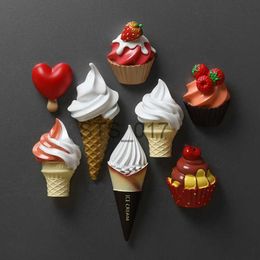 Fridge Magnets Handmade Simulated Food Refrigerator Magnets 3D Decorative Ice Cream Fridge Magnets for Home Kitchen Decor x0731