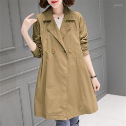 Women's Trench Coats 2023 Spring And Autumn Fashion Mid Length Suit Collar Long Sleeve Loose Khaki Thin Windbreaker Coat Trend H390