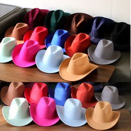 Wide Brim Hats Bucket Hats Mint green color Western Cowboy Hat Women's men's crimped cowboy Girl Fedora with leather Fedora Toca Knight hat 230729