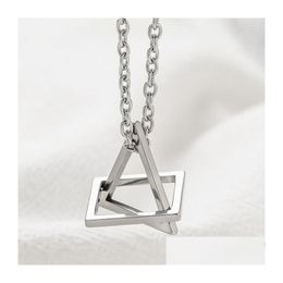 Other Jewelry Sets Stainless Steel Space Geometry Necklace Hip Hop Triangle Pendant Necklaces Chains Geometric Square For Men Women Fa Dhjci
