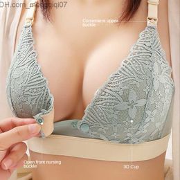 Maternity Intimates Silk screen maternity care bra cotton lace breast feeding bra closed and open feeding before bra women's sleep underwear Z230801