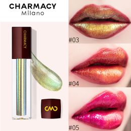 Läppglans charmacy diamant lipgloss 3 färger kameleon duochrome glänsande läppglans med gnistrar fuktgivande flytande läppstift skönhet makeup 230731