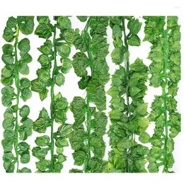 Decorative Flowers 2.1/2.3/2.5M Ivy Leaves Artificial Green Plants Leaf DIY Plastic Fake Decorations Vine For Home Party Garden Hang Ceiling