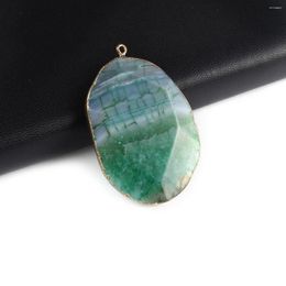 Pendant Necklaces Natural Stone Pendants Faceted Gold Plated Green Agates High Quality For Jewellery Making Diy Women Necklace Party Gifts