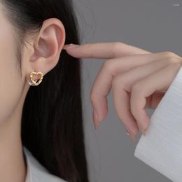 Hoop Earrings 925 Sterling Silver Vintage Gold Colour Heart For Women Trendy Earring Jewellery Prevent Allergy Party Accessories Gift