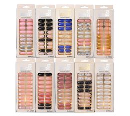 Fake Nails Franch Pink Powder shimming Acrylic Ballerina Full Cover False Nails DIY Manicure Tip 24Pcs Set Reusable Press On Exten3432908