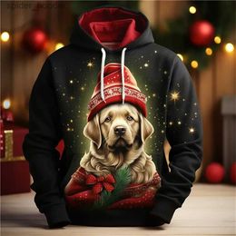 Men's Hoodies Sweatshirts Christmas Hoodies For Men Christmas Animal Print Long Sleeve Sweatshirt Autumn Winter Men Clothing Fashion Holiday Casual Tops L23110