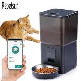 Dog Bowls Feeders 6L Cat Timing Feeder Tuya APP Smart Pet Food Automatic Dispenser Suitable for Small Cats and Dogs Remote Feeding 231031
