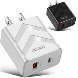 20W Quick Type c charger PD QC3.0 Dual Ports Eu US UK Wall Chargers For Iphone 12 13 14 IPad Samsung Tablet PC F1