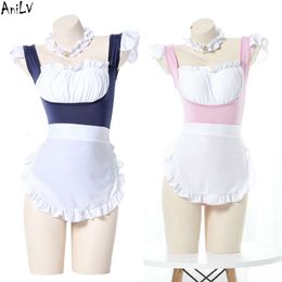 Ani Girls Backless Tight Leotard Bodysuit Swimsuit Costume Cute Anime Maid Bell Swimwear Uniform Temptation Lingerie Cosplay cosplay