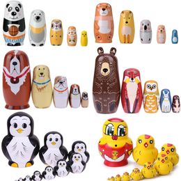 Dolls 5-Layer Animal Matryoshka Doll Handmade Russian Matryoshka Crafts Hand Painted Cute Panda Matryoshka Toys Brithday Gift for Kids 231031