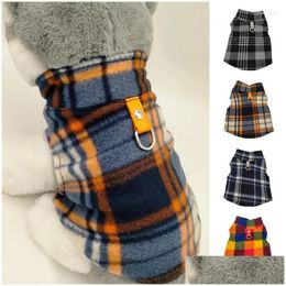 Dog Apparel Dog Apparel Vintage Plaid Warm Fleece Pet Clothes Autumn Winter Thickened Vest Coat Small Medium Dogs Costume Traction Rin Dhnzu