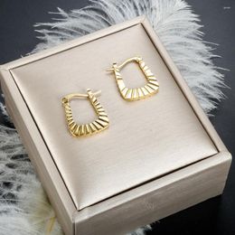 Stud Earrings Aros Aesthetic 18k Gold Plated Ring U Shaped Threaded Baroque Metal Stainless Steel Hoops Earring Jewellery Gift