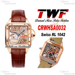 TWF Dumont Micro Rotor CRWHSA0032 Orologio da uomo al quarzo svizzero Ronda Quadrante scheletrato in oro rosa Cinturino in pelle marrone Super Version Edition Puretimewatch Montre Hommes C3