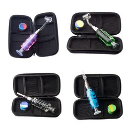 Vaping_Dream NC088 Smoking Pipe Bag Set Coloured Cooling Oil Inside Dab Rig Glass Pipes 510 Quartz Ceramic Nails Quartz Banger Nail 45/90 Degree Dabber Tool