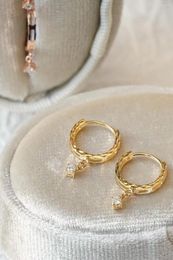 Hoop Earrings Woman Fashion Jewellery AU750 Natural 18K Gold Ear Ring Diamonds Rose Cartilaginous Flower