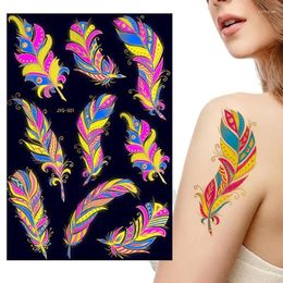 Tattoo Inks Fluorescent Foil Arm Tattooss Waterproof Feather Realistic Glitter Styles Fake Temporary
