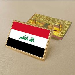 Party Iraqi Flag Pin 2.5*1.5cm Zinc Alloy Die-cast Pvc Colour Coated Gold Rectangular Medallion Badge Without Added Resin