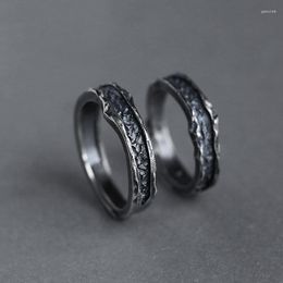 Wedding Rings Hip Hop Female Male Metal Thin Ring Promise 14KT Black Gold Open Engagement Punk Couple For Women Men