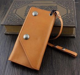 Wallets Real Italian Leather Men Card Holder Wallet Handbag With Belt Chain