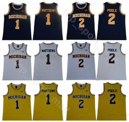 Michigan Wolverines 2 Jorda Poole Jerseys College Basketball 1 Charles Matthews 25 Juwan Howard 5 Jalen Rose Chris Webber 4 Blue White Yellow