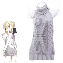 Ani Japanese Anime Fate Sabre Alter Arturia Pendrag Halter Sweater Dress Swimsuit Costume Swimwear Uniform Pool Party Cosplay cosplay
