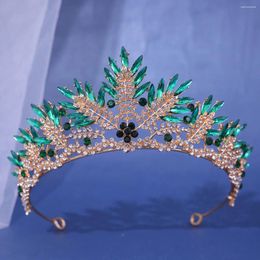 Hair Clips Baroque Gorgeous Green Rhinestone Crystal Brides Soft Tiara Crowns Bridal Headbands Headpieces Wedding Accessories