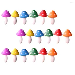 Garden Decorations 18 Pcs Small Wooden Mushroom Mini Pots Plants Ornament Decor Flowers Decoration