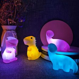 Night Lights Cartoon Christmas Night Light LED Decoration Dinosaur Bear Girl Kids Children Toy Gift Lamp for Bedroom Bedside Room No Battery P230331