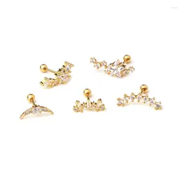 Stud Earrings 1Piece Curved Cz Cartilage Rook Conch Screw Back Earring For Woman Stainless Steel Ear Piercing Jewelry