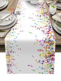 Table Runner Music Musical Note Colorful Table Runner Modern Wedding Party Tablecloth Christmas Dining Table Decor Placemat 231101