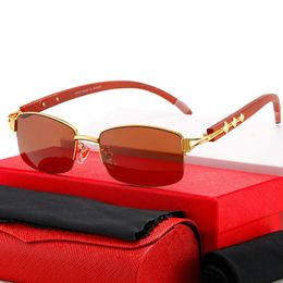 Luxury New Kajia Metal Diamond Sunglasses Men's European and American Fashion Brand Sunglasses Women's Wood Legs High Quality Glasses