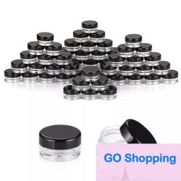 Lip Balm Containers 3G/3ML Clear Round Cosmetic Pot Jars with Black Clear White Screw Cap