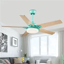 Led Ceiling Fan Pendant Lamp Light Chandelier Art 52 Inch Yarn Nickel Remote Control Ventila Silent Motor Five Metal Blade