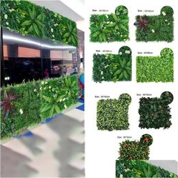 Decorative Flowers Wreaths Decorative Flowers 1Pc Artificial Grassland Simation Moss Lawn Turf Fake Green Grass Mat Carpet Diy Micro Dhv2U