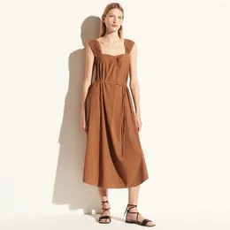 Casual Dresses American Elastic Cotton Mid Length Strap Style Spring/Summer Dress