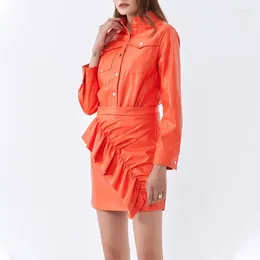 Work Dresses Fashion Women Orange And Black 2 Pieces Set 2023 Designer Evening Party Dress Vestido