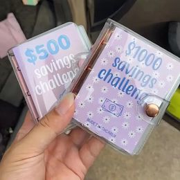 Notepads Mini Binder Saving Challenge Budget Enveloppe Wallet 150 300 500 1000 Dollars Cash Organizer Loose Leaf Notebook Planner 231101