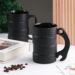 Mugs 500ML Creative Cup Large Capacity Ceramic Novelty Mug Tire Shaped Office Home Coffee Breakfast 231101