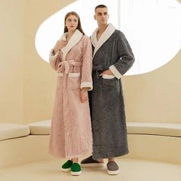 Men's Sleepwear Couple Shower Robe Luxury Jacquard Autumn Winter Fleece Bathrobe Pajamas Man And Woman Kimono Dressing Gown
