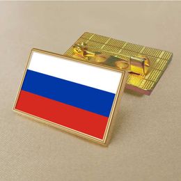 Party Russian Flag Pin 2.5*1.5cm Zinc Alloy Die-cast Pvc Colour Coated Gold Rectangular Medallion Badge Without Added Resin