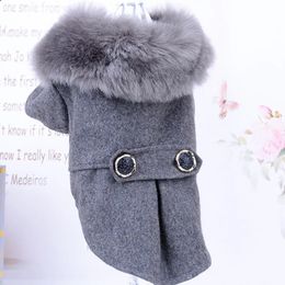 Dog Apparel Winter Clothes Pet Cat fur collar Jacket Coat Sweater Warm Padded Puppy for Small Medium Dogs Pets 231031