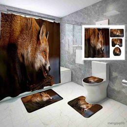 Shower Curtains Sets Wildlife Shower Curtain Sets with Non-Slip Bath Mat and Nature Cute Animals Shower Curtain Set R231101