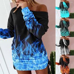 Casual Dresses Mini Dress Skinny Hem Party Elastic Super Soft 3D Flame Print Women