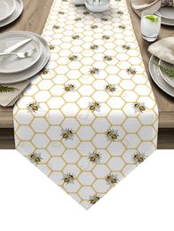 Table Runner Plaid Bee Geometry Table Runners Wedding Table Decoration Tablecloth Holiday Party Dining Decor Table Cover 231101