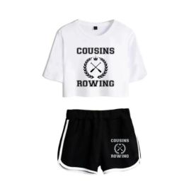 The Summer I Turned Pretty Cousins Rowing Tracksuit Women Two Piece Set Short Sleeve Crop Top Navel Tee and Shorts Women's Suit