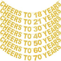 Party Decoration Cheers To 18 21 30 40 50 60 Years Glitter Banner For 10th 16th 20th 50th Anniversary Birthday Garland Bunting