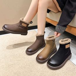 Boots Snow Women's Autumn/winter New Forest Series Plush Thickened Warm Cotton Shoes Flat Bottom Ugly Cute Fur Short